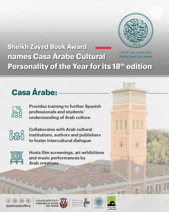 Casa Árabe, galardonada como “Personalidad cultural del año” en Emiratos Árabes Unidos