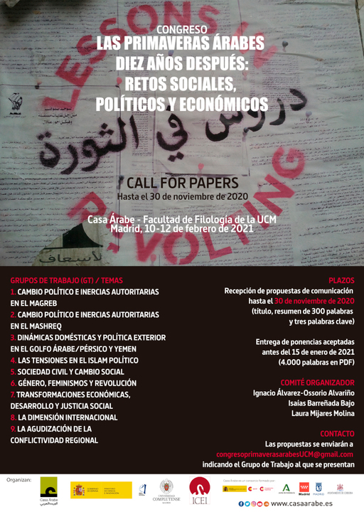 Call for papers: Congreso "Las primaveras árabes diez años después" 