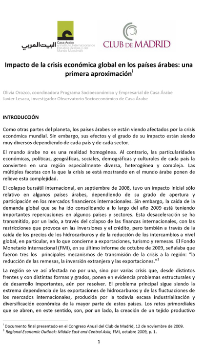 Impacto de la crisis en los países árabes