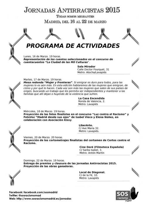 SOS Racismo organiza sus Jornadas Antirracistas 2015